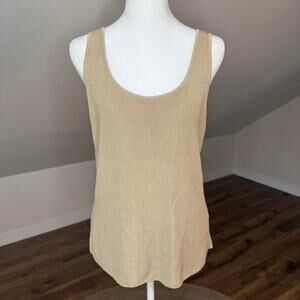 Silk Linda Allard Ellen Tracy 100% Silk Knit Tank Top Beige Coastal Minimalist